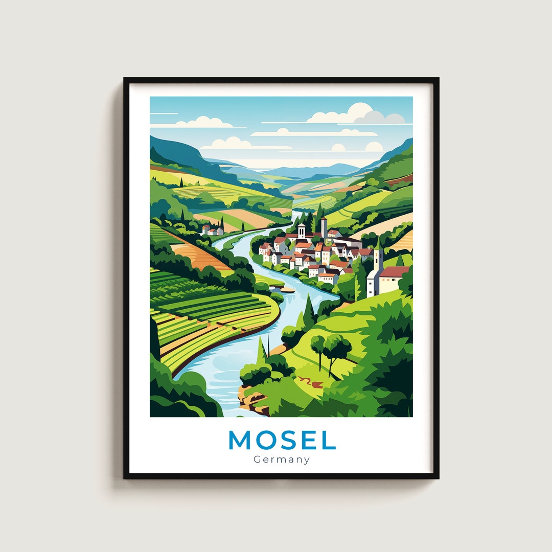 Mosel Print Germany Travel Poster Home Decor Wall Art Etsy