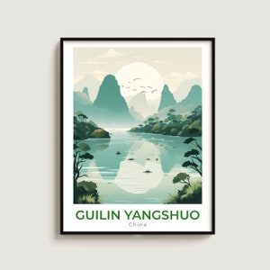 Guilin, Yangshuo Travel Print Wall Art Gift China Travel Poster Gift Home Decor Lovers Wall Hanging