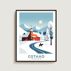 Gstaad Travel Poster Wall Art Gift Zwitserland Reizen Print Gift Home Decor Liefhebbers Muurhangend