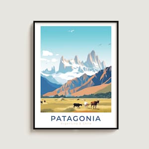 Patagonia Travel Poster Wall Art Gift Argentina/Chile Travel Print Gift Home Decor Lovers Wall Hanging