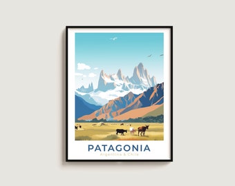 Patagonia Travel Poster Wall Art Gift Argentina/Chile Travel Print Gift Home Decor Lovers Wall Hanging