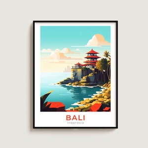 Bali Travel Poster Wall Art Gift Indonesia Travel Print Gift Home Decor Lovers Wall Hanging