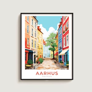 Aarhus Travel Poster Wall Art Gift Denmark Travel Print Gift Home Decor Lovers Wall Hanging