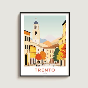 Trento Travel Poster Wall Art Gift Italy Travel Print Gift Home Decor Lovers Wall Hanging