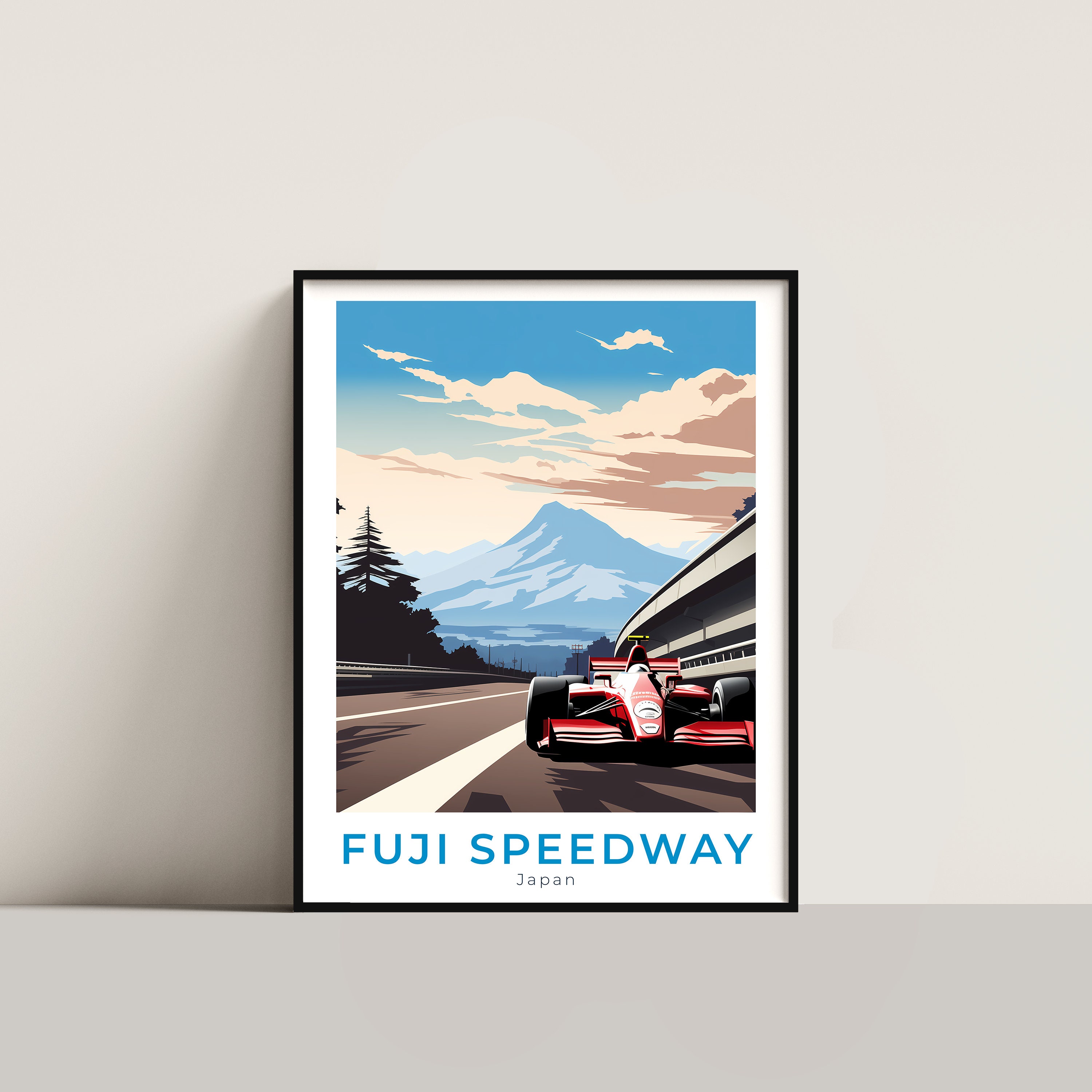 Japan Grand Prix Fuji Speedway 1967 Motor Sport Car Racing Historic Fantasy Races Art Print Framed Poster Wall Decor 12x16 inch Japon Grandiose Moteur Courses Fantaisie Course Affiche mur Déco