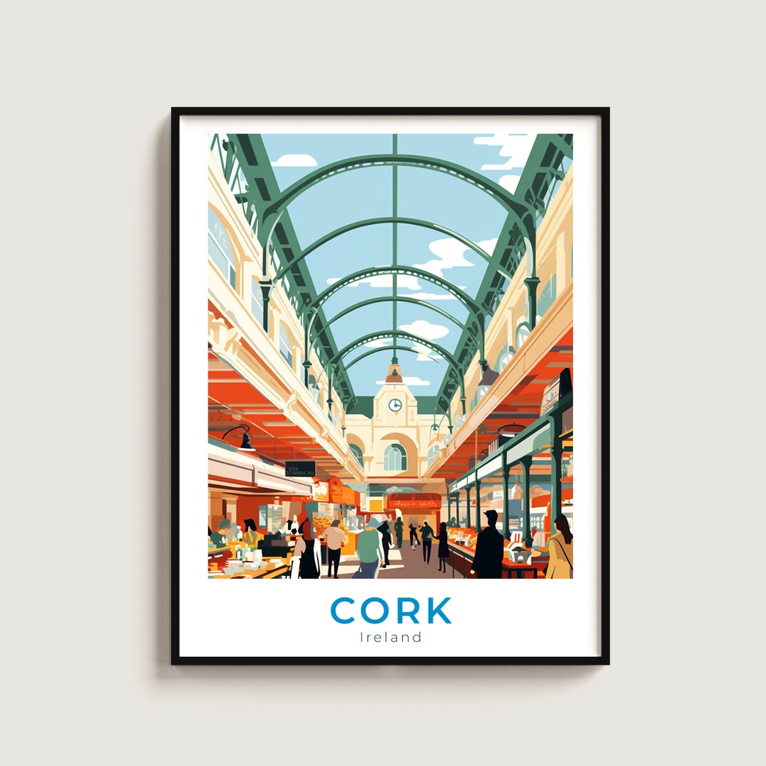 Cork Travel Poster Wall Art Gift Ireland Travel Print Gift Home Decor