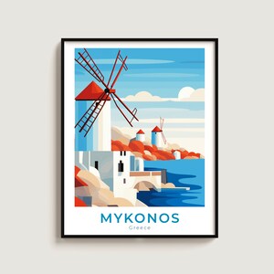 Mykonos viagem poster arte da parede presente grécia viagem impressão presente decoração para casa amantes pendurado na parede
