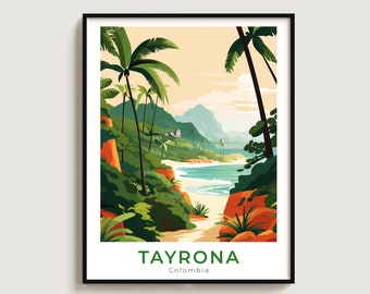 Tayrona Travel Poster Wall Art Gift Colombia Travel Print Gift Home Decor Lovers Wall Hanging