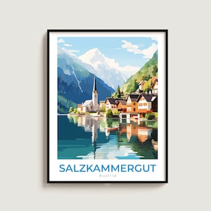 Salzkammergut Travel Print Wall Art Gift Austria Travel Poster Gift Home Decor Lovers Wall Hanging
