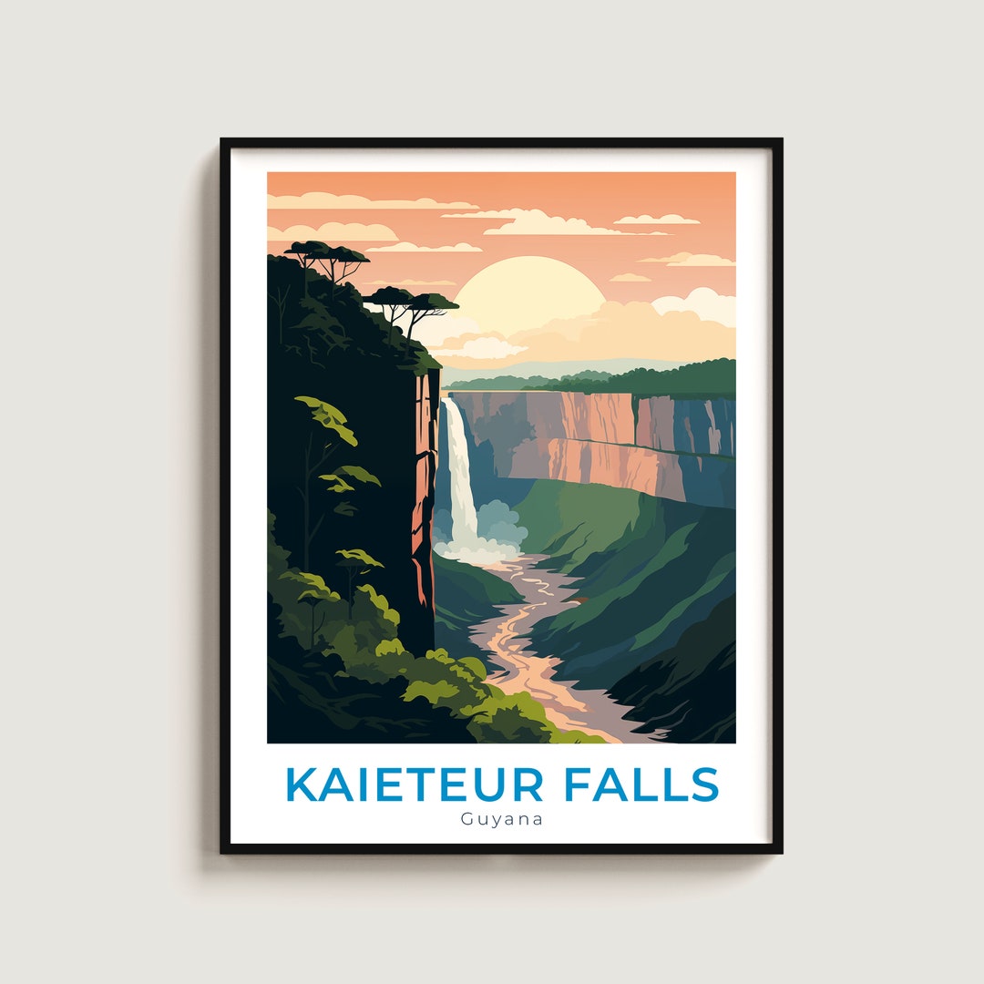 Kaieteur Falls Travel Print Wall Art Gift Guyana Travel Poster Gift ...