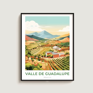 Valle De Guadalupe Viaje Impresión Pared Arte Regalo México Viaje Cartel Regalo Hogar Decoración Amantes Pared Colgante