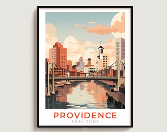 Providence Travel Print Wall Art Gift United States Travel Poster Gift Home Decor Lovers Wall Hanging
