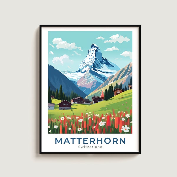 Matterhorn Travel Poster Wall Art Gift Switzerland Travel Print Gift Home Decor Lovers Wall Hanging