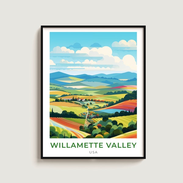 Willamette Valley Travel Print Wall Art Gift USA Travel Poster Gift Home Decor Lovers Wall Hanging