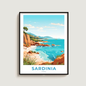 Sardinia Travel Poster Wall Art Gift Italy Travel Print Gift Home Decor Lovers Wall Hanging
