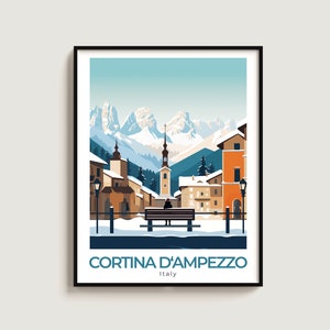 Cortina D&#39;Ampezzo Travel Poster Wall Art Gift Italy Travel Print Gift Home Decor Lovers Wall Hanging