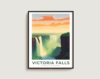 Victoria Falls Travel Poster Wall Art Gift Zimbabwe/Zambia Travel Print Gift Home Decor Lovers Wall Hanging
