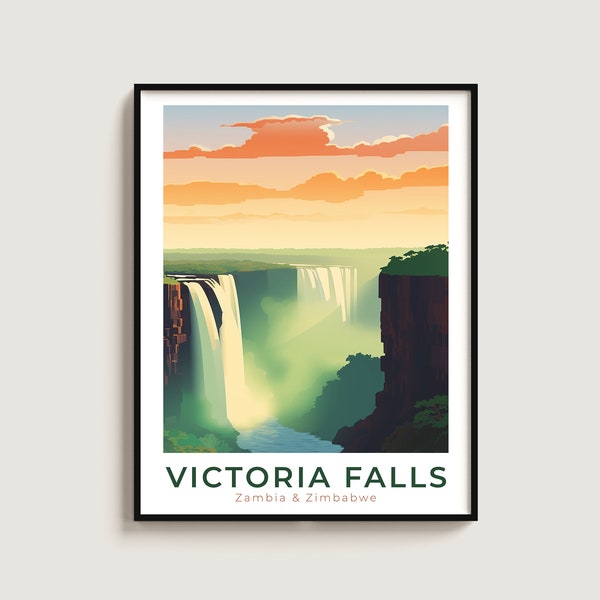 Victoria Falls Travel Poster Wall Art Gift Zimbabwe/Zambia Travel Print Gift Home Decor Lovers Wall Hanging