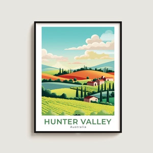 Hunter Valley Travel Poster Wall Art Gift Australia Travel Print Gift Home Decor Lovers Wall Hanging