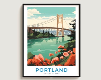 Portland Travel Print Wall Art Gift United States Travel Poster Gift Home Decor Lovers Wall Hanging