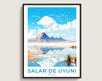 Salar De Uyuni Travel Poster Wall Art Gift Bolivia Travel Print Gift Home Decor Lovers Wall Hanging