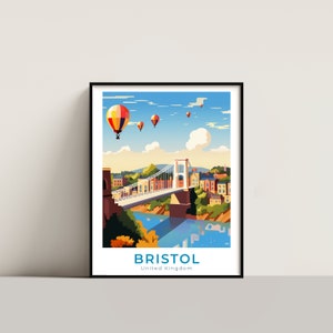 Bristol Travel Poster Wall Art Gift United Kingdom Travel Print Gift Home Decor Lovers Wall Hanging