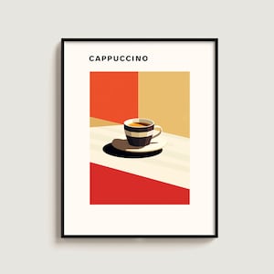 Capuchino café cartel regalo amante del café arte cocina regalo arte café impresión cocina pared colgante