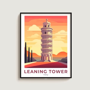 Leaning Tower of Pisa Travel Poster Wall Art Gift Italy Travel Print Gift Home Decor Lovers Wall Hanging