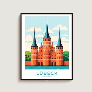 Lübeck Travel Poster Wall Art Gift Germany Travel Print Gift Home Decor Lovers Wall Hanging