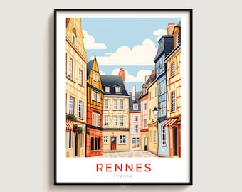 Rennes Travel Poster Wall Art Gift France Travel Print Gift Home Decor Lovers Wall Hanging