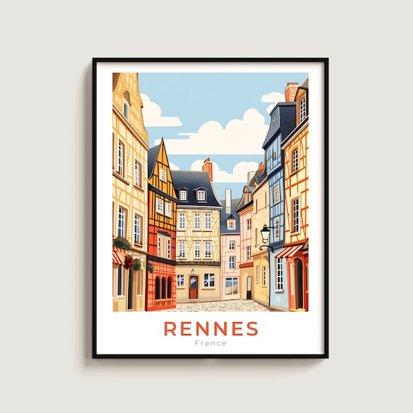 Rennes Affiche de voyage Wall Art Gift France Travel Print Gift Home Decor Lovers Wall Hanging