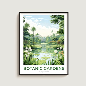 Botanic Gardens Travel Print Wall Art Gift Singapore Travel Poster Gift Home Decor Lovers Wall Hanging