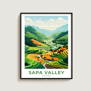 Sapa Valley Travel Print Wall Art Gift Vietnam Travel Poster Regalo Decoración del hogar Amantes Colgante de pared