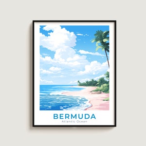 Bermudas viaje impresión pared arte regalo Océano Atlántico cartel de viaje regalo decoración del hogar amantes pared colgante