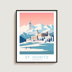 Sankt Moritz Travel Poster Wall Art Gift Zwitserland Reizen Print Gift Home Decor Liefhebbers Muurhangend