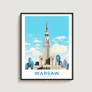 Warsaw Travel Poster Wall Art Gift Poland Travel Print Gift Home Decor Lovers Wall Hanging