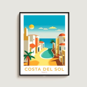 Costa Del Sol Travel Poster Wall Art Gift Spain Travel Print Gift Home Decor Lovers Wall Hanging