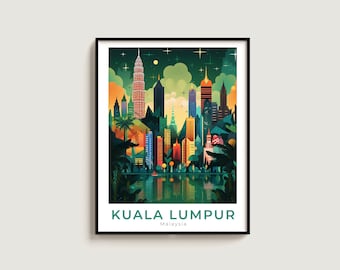 Kuala Lumpur Travel Poster Wall Art Gift Malaysia Travel Print Gift Home Decor Lovers Wall Hanging