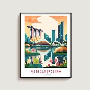 Singapore Travel Poster Wall Art Gift Singapore Travel Print Gift Home Decor Lovers Wall Hanging