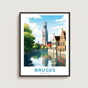 Bruges Travel Poster Wall Art Gift Belgium Travel Print Gift Home Decor Lovers Wall Hanging