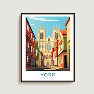 York Travel Poster Wall Art Gift United Kingdom Travel Print Gift Home Decor Lovers Wall Hanging