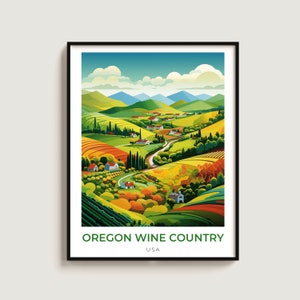 Oregon Wine Country Travel Print Wall Art Cadeau USA Affiche de voyage Cadeau Home Decor Lovers Wall Hanging
