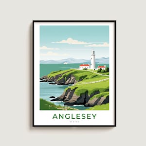 Anglesey Travel Poster Wall Art Gift Wales Travel Print Gift Home Decor Lovers Wall Hanging