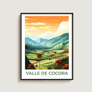 Valle De Cocora Viaje Impresión Pared Arte Regalo Colombia Viaje Cartel Regalo Casa Decoración Amantes Pared Colgando