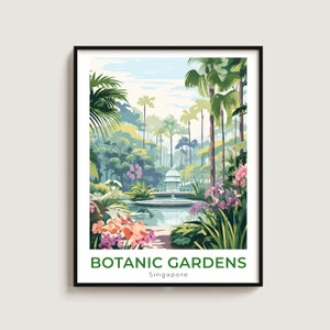 Botanic Gardens Travel Print Wall Art Gift Singapore Travel Poster Gift Home Decor Lovers Wall Hanging