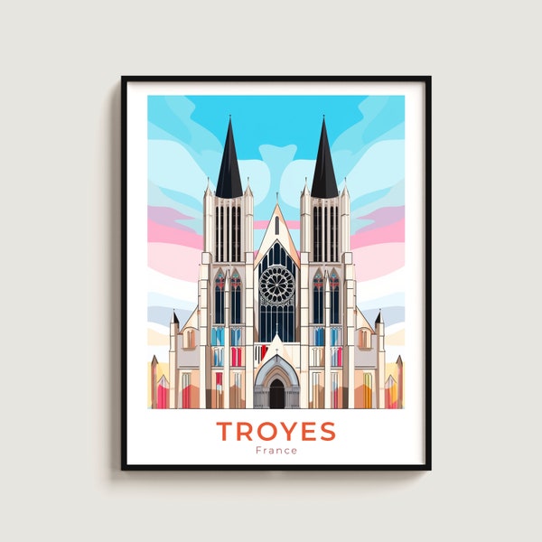 Troyes Travel Poster Wall Art Gift France Travel Print Gift Home Decor Lovers Wall Hanging