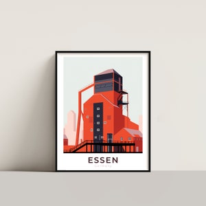 Essen Travel Poster Wall Art Gift Germany Travel Print Gift Home Decor Lovers Wall Hanging