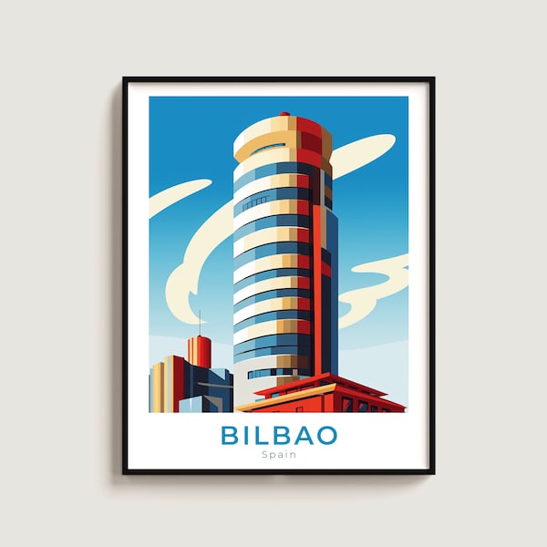 Bilbao Travel Poster Wall Art Gift Spain Travel Print Gift Home Decor Lovers Wall Hanging