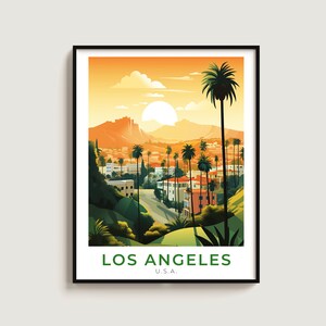 Los Angeles Travel Poster Wall Art Gift U.S.A. Travel Print Gift Home Decor Lovers Wall Hanging