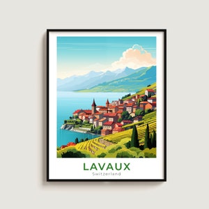 Lavaux Travel Print Wall Art Gift Switzerland Travel Poster Gift Home Decor Lovers Wall Hanging